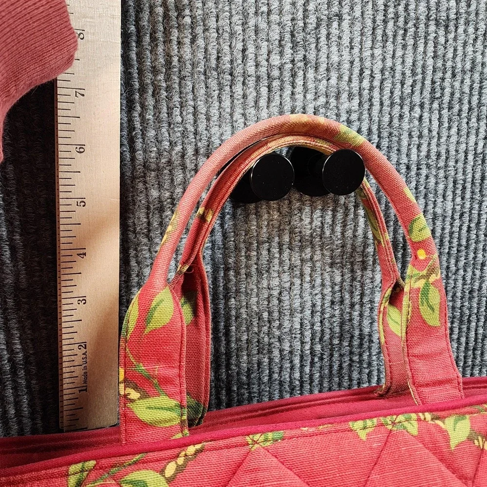 Pierre Deux Handbag Womens Medium Red Floral Quilted Cotton French Country Purse